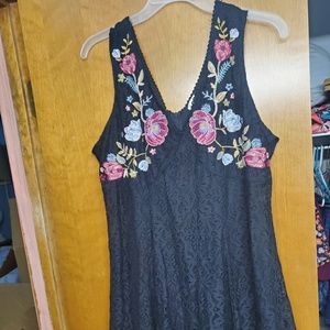 Black lace dress with embroidery